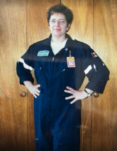 Heather in her air ambulance uniform c. 2000