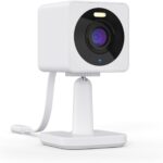 A Wyze wifi camera with a plain white background